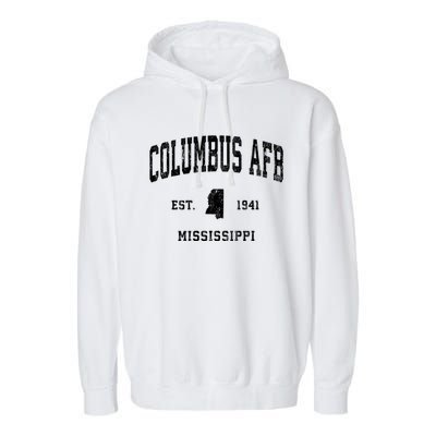 Columbus Afb Mississippi Ms Vintage Established Athletic Sports Garment-Dyed Fleece Hoodie