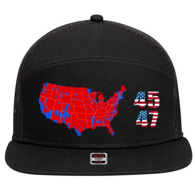 Cool Accurate Map Of 2024 Election Funny 2024 Election 45 47 7 Panel Mesh Trucker Snapback Hat