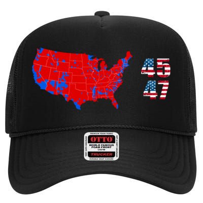 Cool Accurate Map Of 2024 Election Funny 2024 Election 45 47 High Crown Mesh Back Trucker Hat