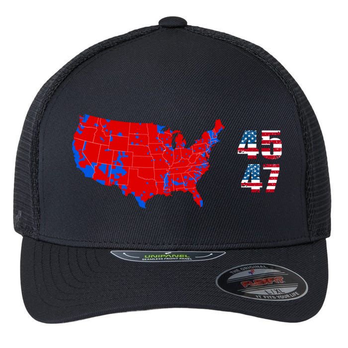 Cool Accurate Map Of 2024 Election Funny 2024 Election 45 47 Flexfit Unipanel Trucker Cap