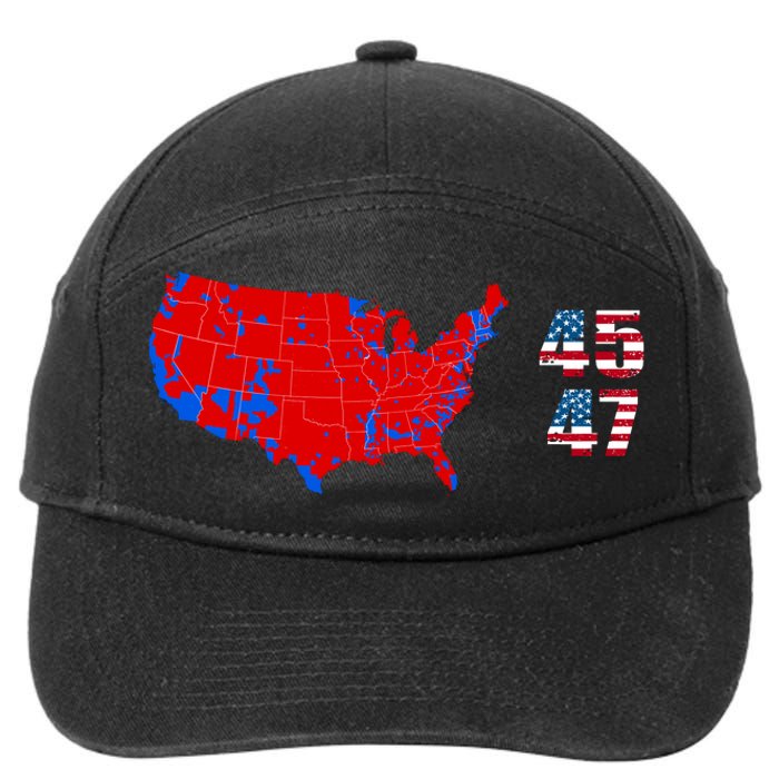 Cool Accurate Map Of 2024 Election Funny 2024 Election 45 47 7-Panel Snapback Hat