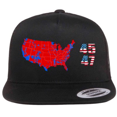 Cool Accurate Map Of 2024 Election Funny 2024 Election 45 47 Flat Bill Trucker Hat