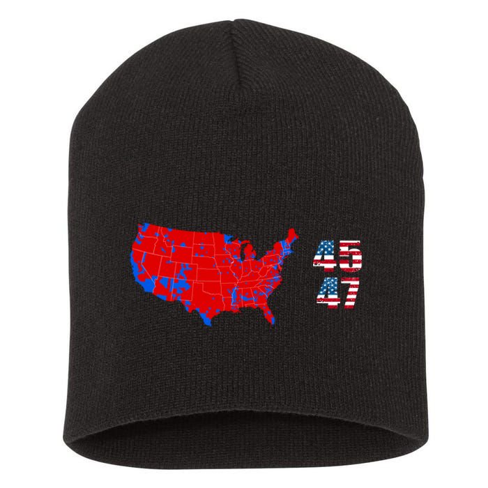 Cool Accurate Map Of 2024 Election Funny 2024 Election 45 47 Short Acrylic Beanie