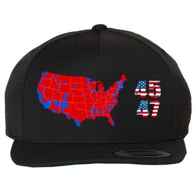 Cool Accurate Map Of 2024 Election Funny 2024 Election 45 47 Wool Snapback Cap