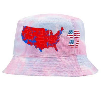 Cool Accurate Map Of 2024 Election Funny 2024 Election 45 47 Tie-Dyed Bucket Hat