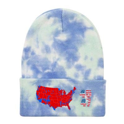 Cool Accurate Map Of 2024 Election Funny 2024 Election 45 47 Tie Dye 12in Knit Beanie