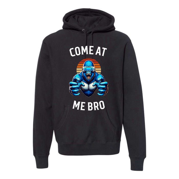 Come At Me Bro Vr Gamer Blue Gorilla Monke Tag Premium Hoodie