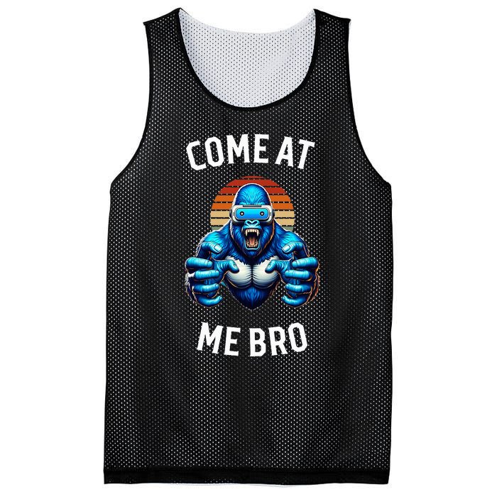 Come At Me Bro Vr Gamer Blue Gorilla Monke Tag Mesh Reversible Basketball Jersey Tank