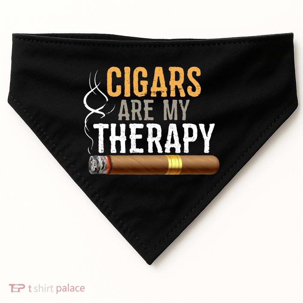 Cigars Are My Therapy Funny Humor Smoking Lover USA-Made Doggie Bandana