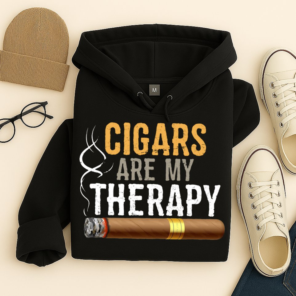 Cigars Are My Therapy Funny Humor Smoking Lover Hoodie