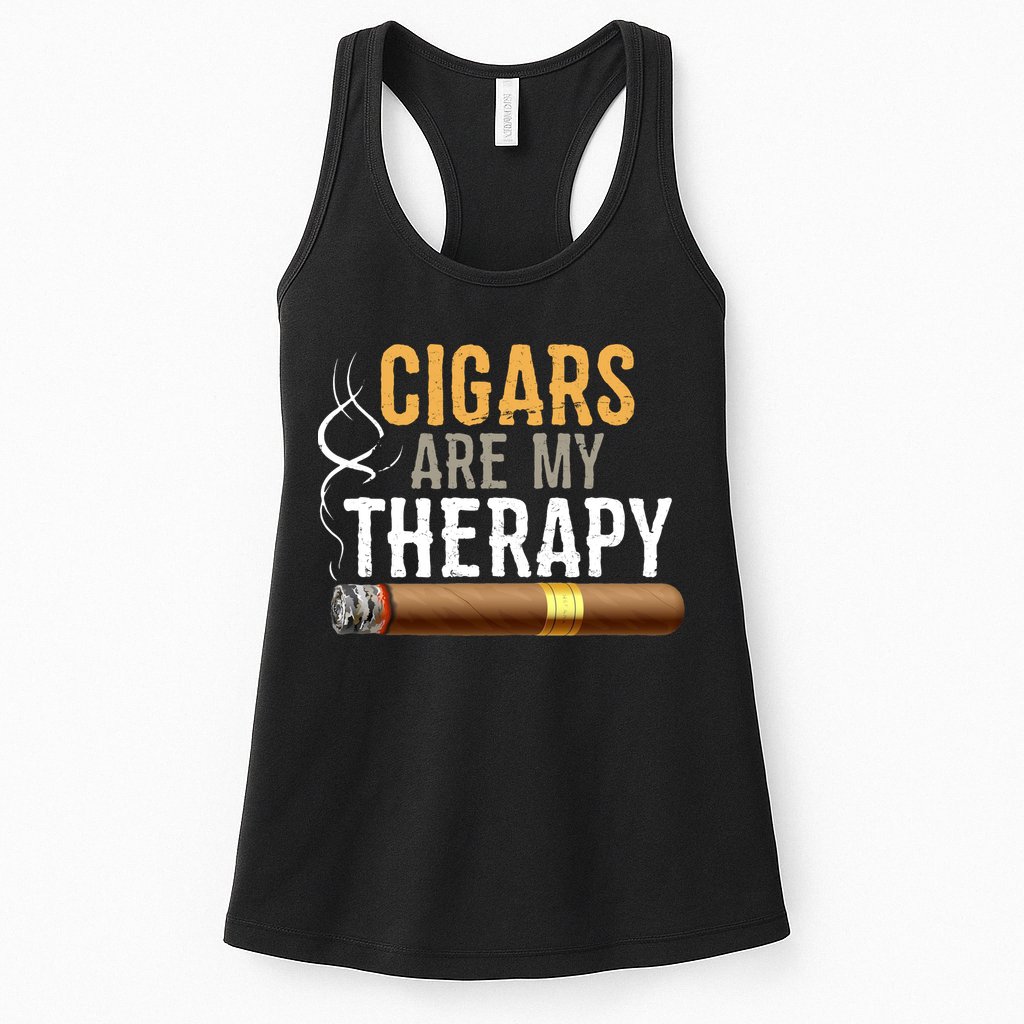 Cigars Are My Therapy Funny Humor Smoking Lover Womens Tank Top