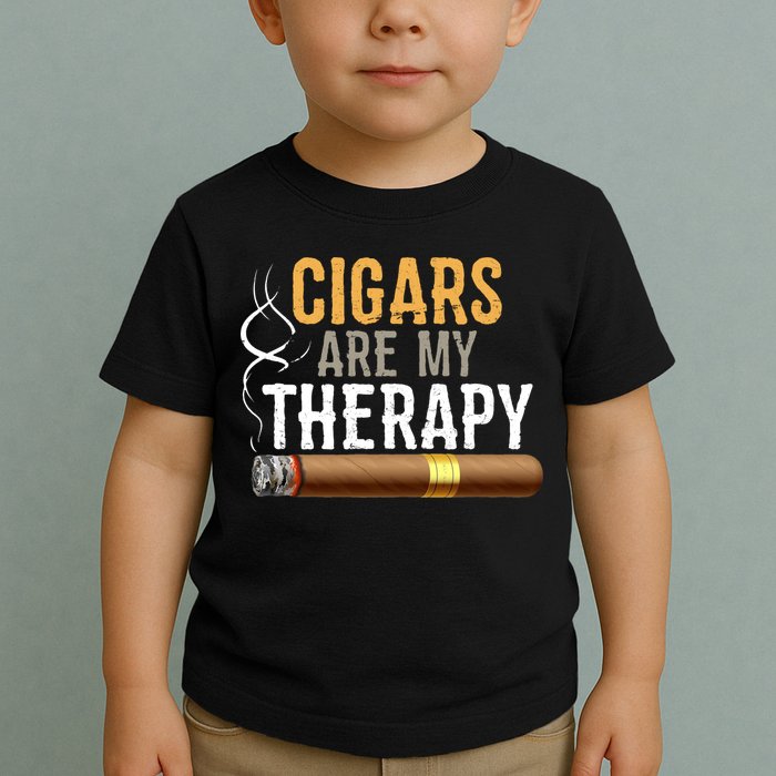 Cigars Are My Therapy Funny Humor Smoking Lover Toddler T-Shirt