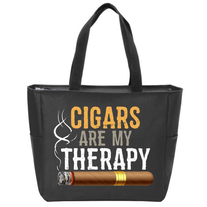 Cigars Are My Therapy Funny Humor Smoking Lover Zip Tote Bag