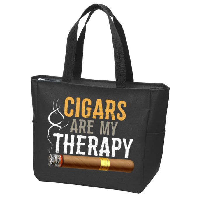 Cigars Are My Therapy Funny Humor Smoking Lover Zip Tote Bag