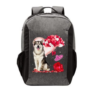 Cute Alaskan Malamute Balloon Heart Valentine's Day Vector Backpack