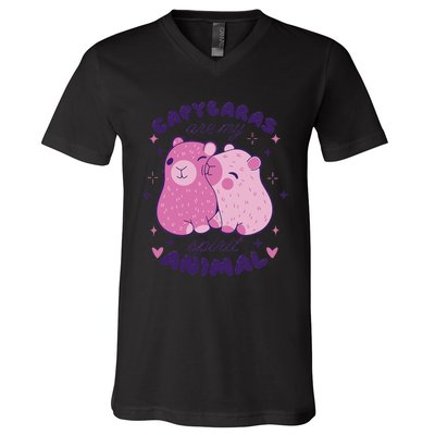 Capybaras Are My Spirit Animal Rodent Lover V-Neck T-Shirt