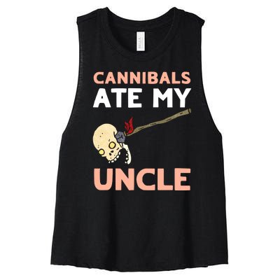 Cannibals Ate My Uncle Joe Biden Trump Saying Funny Women's Racerback Cropped Tank