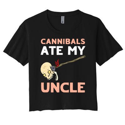 Cannibals Ate My Uncle Joe Biden Trump Saying Funny Women's Crop Top Tee