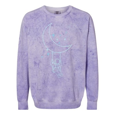 Cute Astronaut Moon Swing Graphic Tees Gift Colorblast Crewneck Sweatshirt