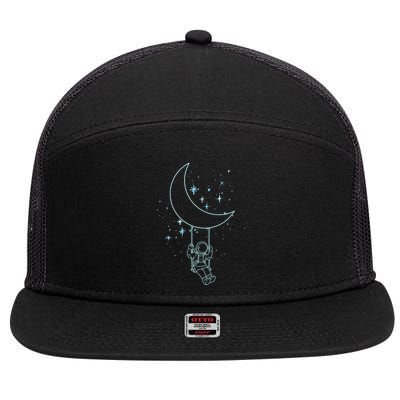 Cute Astronaut Moon Swing Graphic Tees Gift 7 Panel Mesh Trucker Snapback Hat