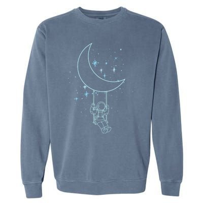 Cute Astronaut Moon Swing Graphic Tees Gift Garment-Dyed Sweatshirt