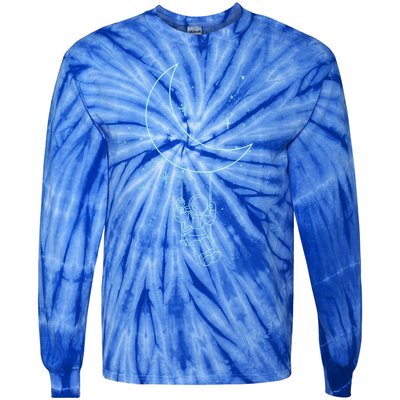 Cute Astronaut Moon Swing Graphic Tees Gift Tie-Dye Long Sleeve Shirt