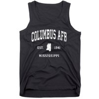 Columbus Afb Mississippi Ms Vintage Athletic Black Sports De Tank Top