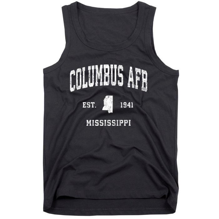 Columbus Afb Mississippi Ms Vintage Athletic Black Sports De Tank Top