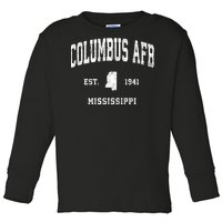 Columbus Afb Mississippi Ms Vintage Athletic Black Sports De Toddler Long Sleeve Shirt