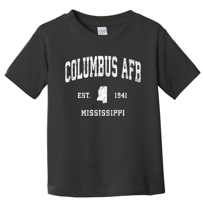 Columbus Afb Mississippi Ms Vintage Athletic Black Sports De Toddler T-Shirt