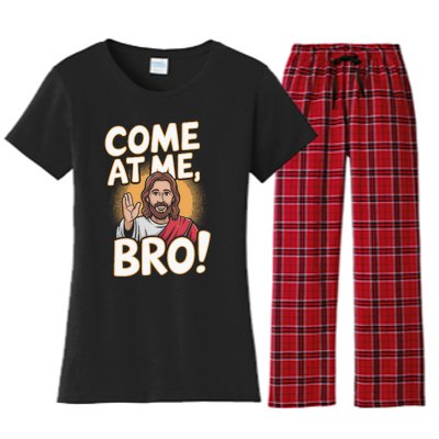 Come At Me Bro Vintage Jesus Design For Fans Women's Flannel Pajama Set