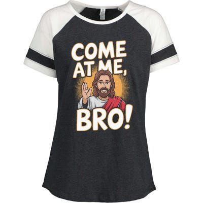 Come At Me Bro Vintage Jesus Design For Fans Enza Ladies Jersey Colorblock Tee