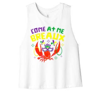 Come At Me Breaux Crawfish Beads Funny Mardi Gras Carnival Gift Women's Racerback Cropped Tank