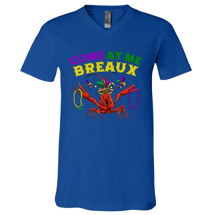 Come At Me Breaux Crawfish Beads Funny Mardi Gras Carnival Gift V-Neck T-Shirt