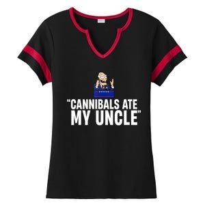 Cannibals Ate My Uncle Biden Trump Saying Funny Ladies Halftime Notch Neck Tee