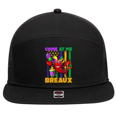 Come At Me Breaux Crawfish Us Flag Mardi Gras Carnival Cool Gift 7 Panel Mesh Trucker Snapback Hat