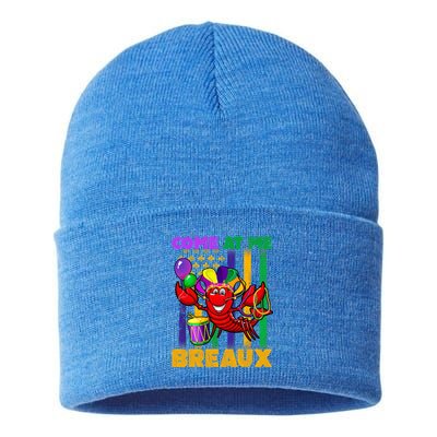 Come At Me Breaux Crawfish Us Flag Mardi Gras Carnival Cool Gift Sustainable Knit Beanie