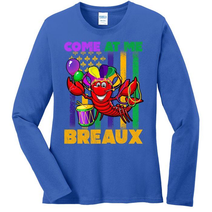 Come At Me Breaux Crawfish Us Flag Mardi Gras Carnival Cool Gift Ladies Long Sleeve Shirt