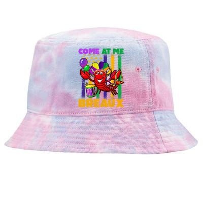 Come At Me Breaux Crawfish Us Flag Mardi Gras Carnival Cool Gift Tie-Dyed Bucket Hat