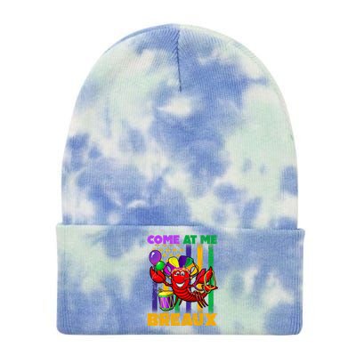 Come At Me Breaux Crawfish Us Flag Mardi Gras Carnival Cool Gift Tie Dye 12in Knit Beanie