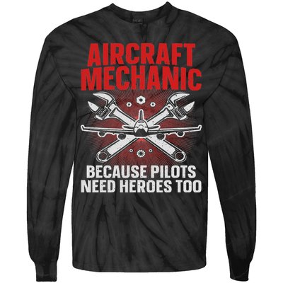 Cool Aircraft Mechanic Art For Women Aviation Mechanic Tie-Dye Long Sleeve Shirt