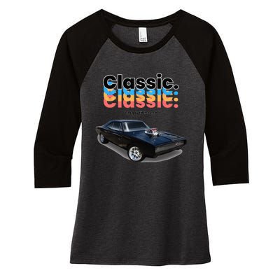 Classic American Muscle Car Women's Tri-Blend 3/4-Sleeve Raglan Shirt