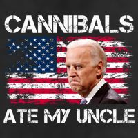 Cannibals Ate My Uncle Us Flag Biden Vinatge 7 Panel Mesh Trucker Snapback Hat