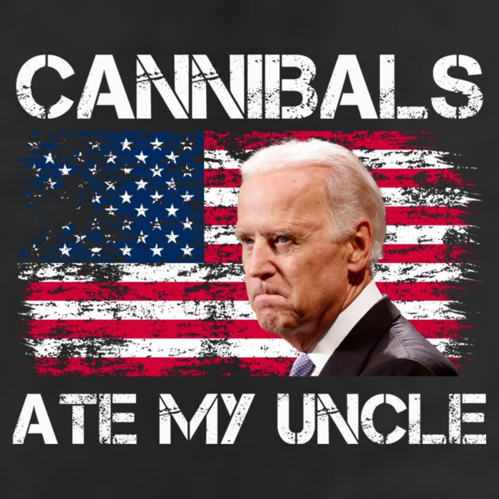 Cannibals Ate My Uncle Us Flag Biden Vinatge 7 Panel Mesh Trucker Snapback Hat