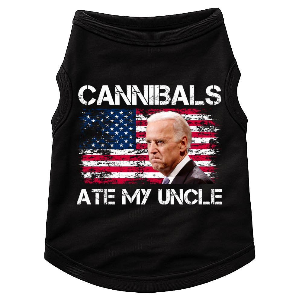 Cannibals Ate My Uncle Us Flag Biden Vinatge Doggie Tank