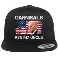 Cannibals Ate My Uncle Us Flag Biden Vinatge Flat Bill Trucker Hat