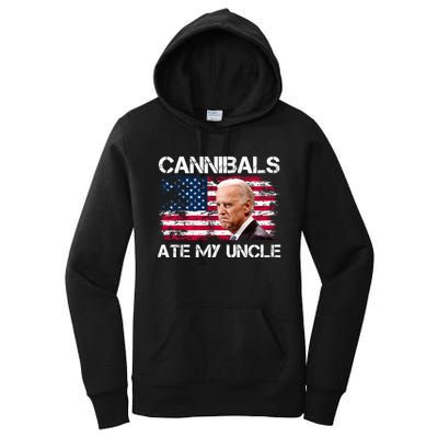 Cannibals Ate My Uncle Us Flag Biden Vinatge Women's Pullover Hoodie