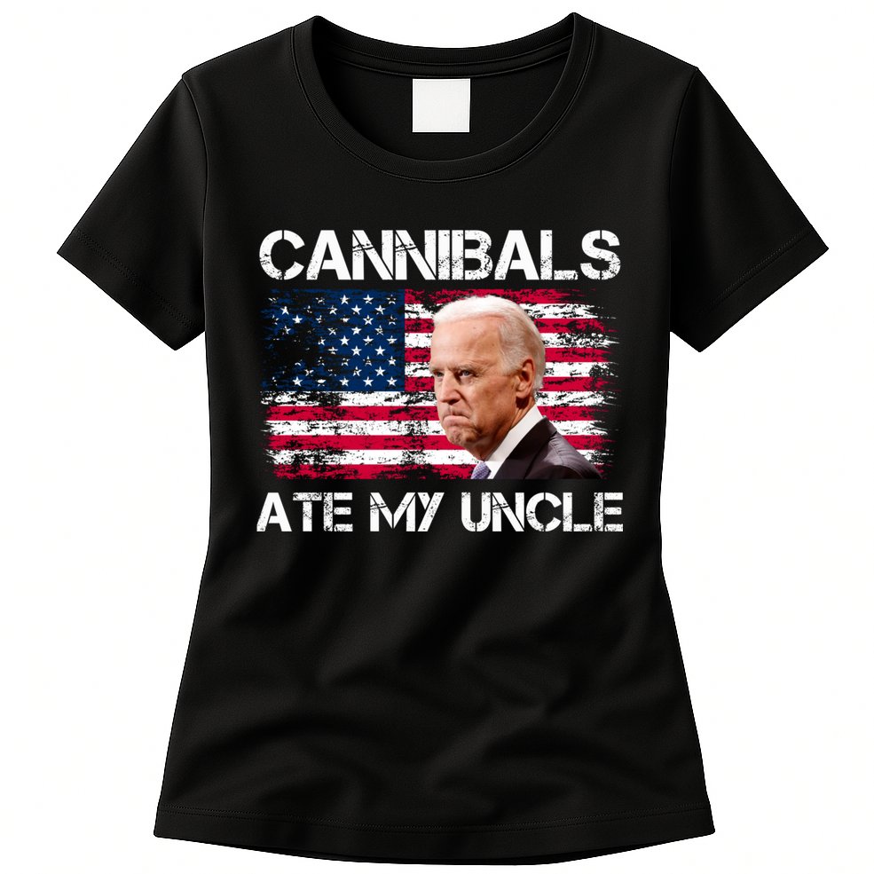 Cannibals Ate My Uncle Us Flag Biden Vinatge Womens T-Shirt