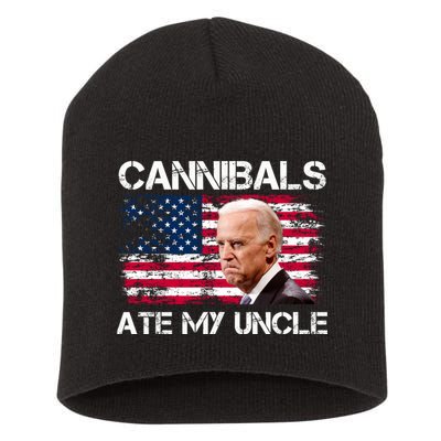 Cannibals Ate My Uncle Us Flag Biden Vinatge Short Acrylic Beanie