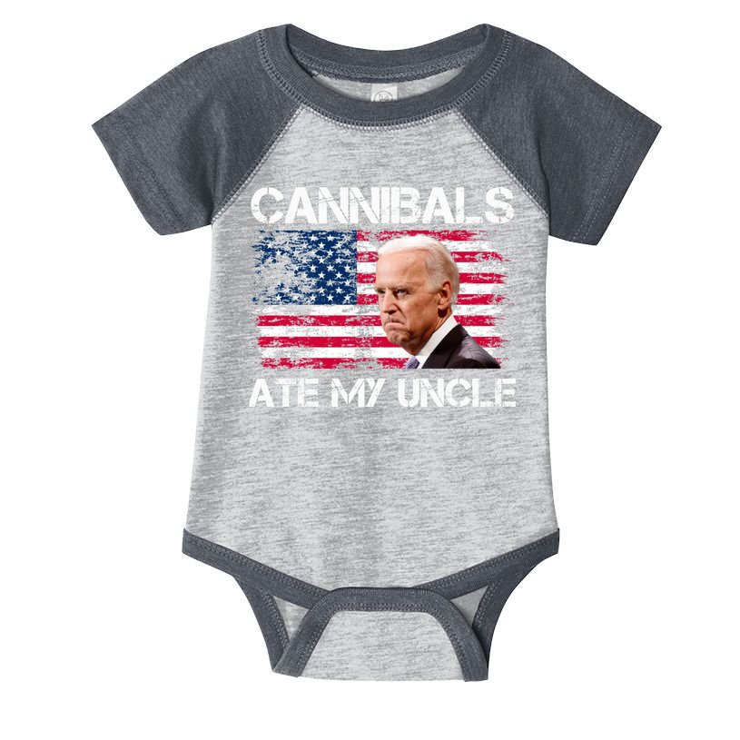 Cannibals Ate My Uncle Us Flag Biden Vinatge Infant Baby Jersey Bodysuit